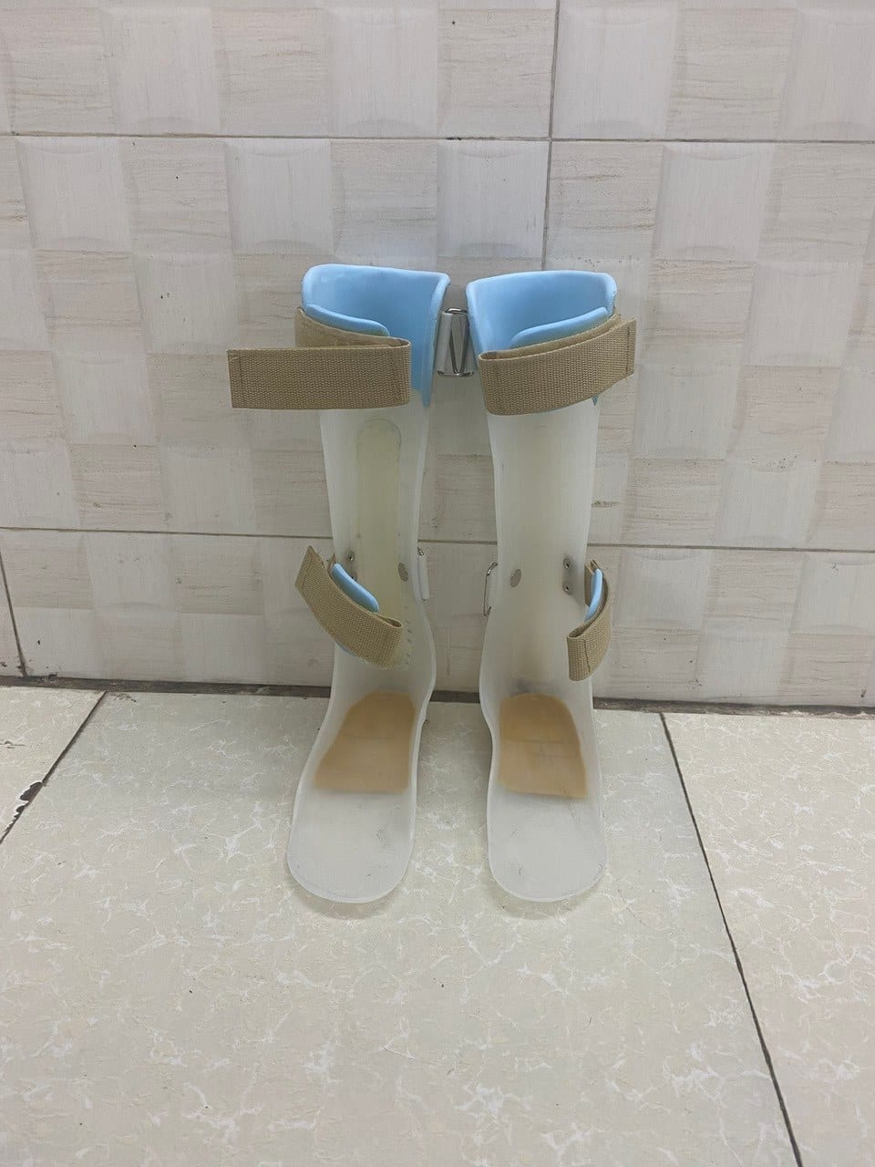 AFO (ankle-foot orthosis): a brace from below the knee to the foot that holds the ankle at a right angle and makes walking safer in foot drop or ankle weakness.